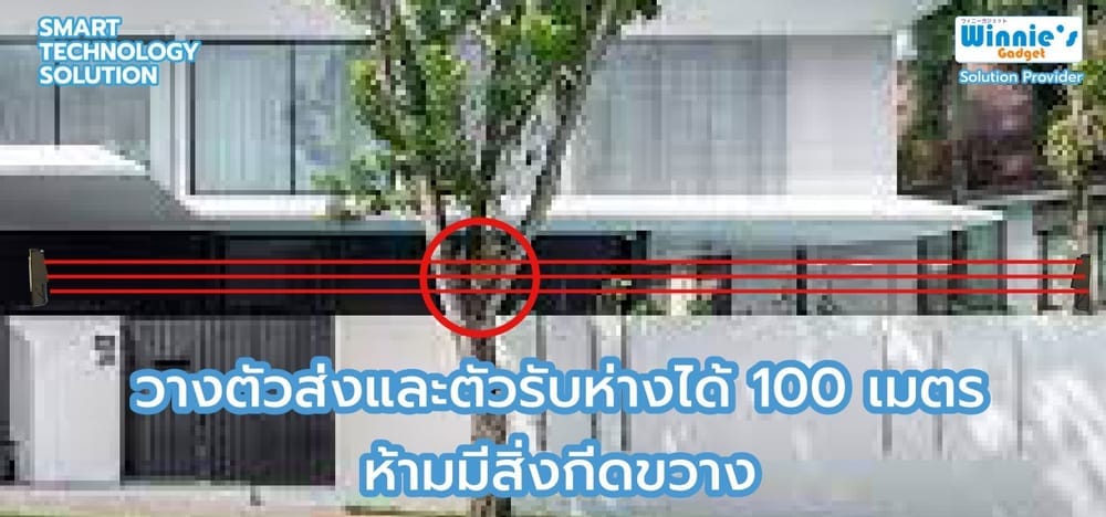 เลเซอร์กันขโมย ไร้สายพร้อมแบตเตอรี่ SebO รุ่น LASER สำหรับประตูรั้ว (สินค้าไม่รวมติดตั้ง)